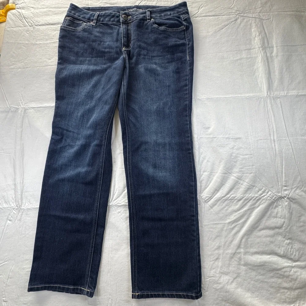 Maurices Womens Size 14 Regular Dark Wash Straight Leg Jeans Blue Denim